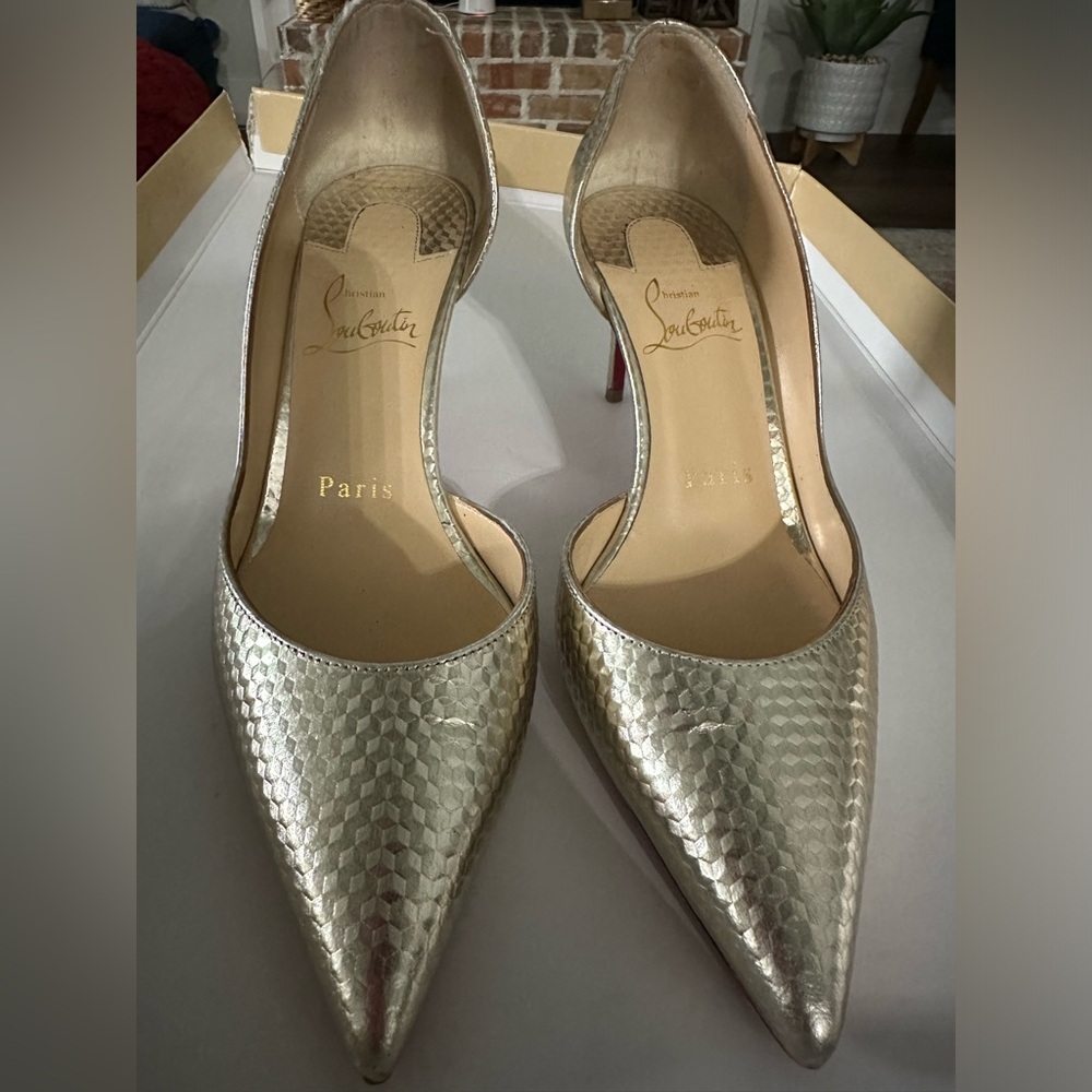 Gold Louboutin Iriza Heels